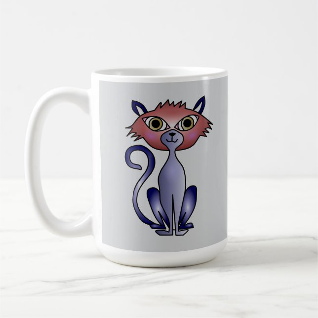 Taza De Café Gato Mug - Regalo con tema de gato azul (Izquierda)