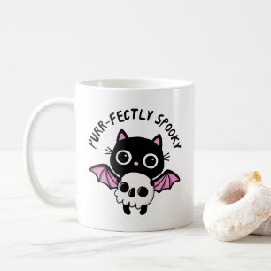 Taza De Café Gato Murciélago Cute de Halloween - Chiste Espeluz
