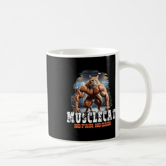 Taza De Café Gato muscular - Poder para la construcción de cuer (Derecha)
