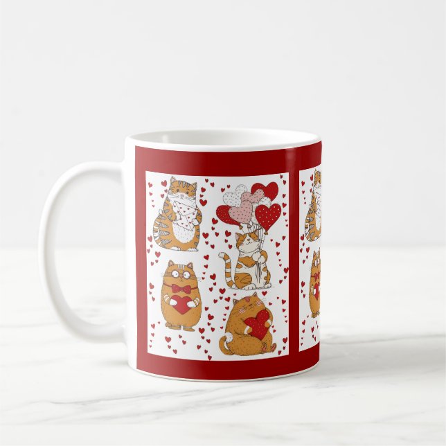 Taza De Café Gato naranja atigrado San Valentín  (Izquierda)