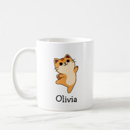 Taza De Café Gato Naranja Bonito Nombre Personalizado