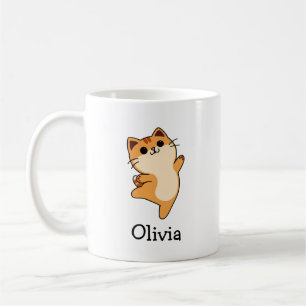Taza De Café Gato Naranja Bonito Nombre Personalizado