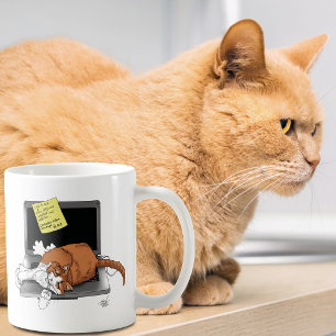 Taza De Café Gato Naranja Divertido Portátil Verde Trabajo Casa