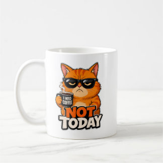 Taza de café Gato Naranja Gruñón No Hoy