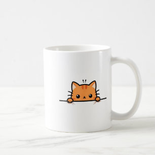 Taza De Café Gato naranja lindo asomándose hacia ti Ginger C
