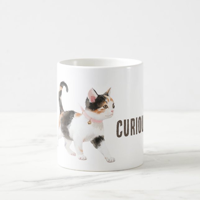 Taza De Café Gato naranja negro blanco (Centro)