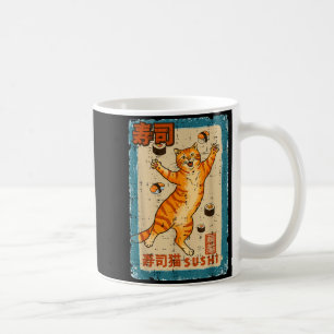 Taza De Café Gato naranja saltando con sushi comida japonesa ho