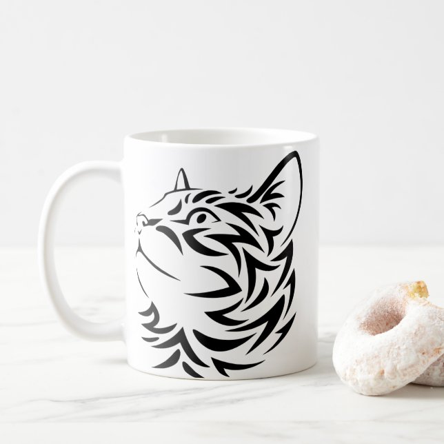 Taza De Café gato negro (Con donut)