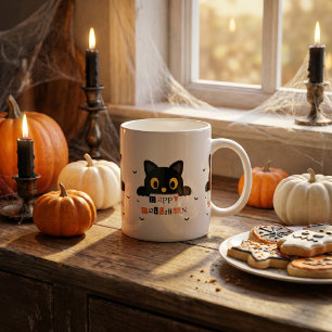 Taza De Café Gato Negro Adorable Halloween