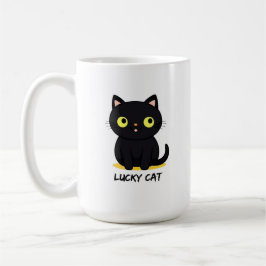 Taza De Café Gato Negro Afortunado