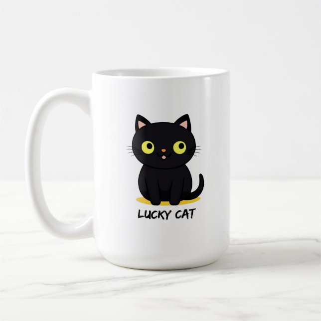 Taza De Café Gato Negro Afortunado (Izquierda)