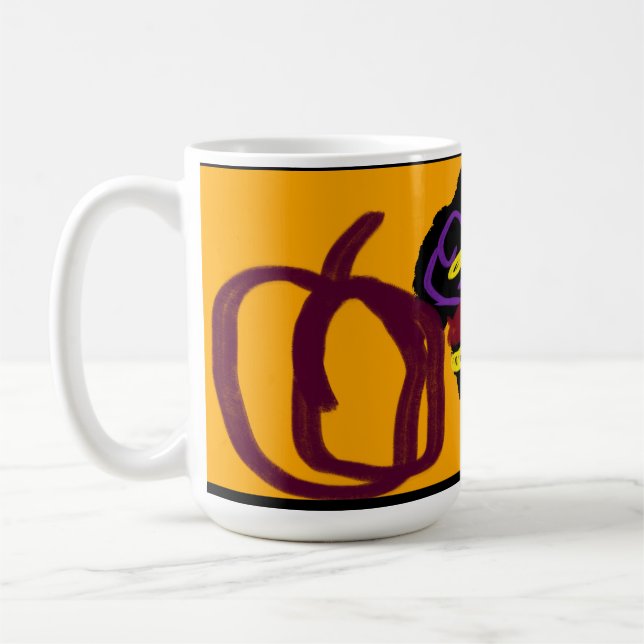 Taza De Café Gato negro alegría otoñal (Izquierda)