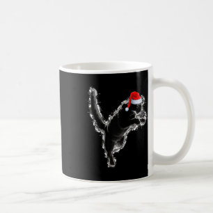 Taza De Café Gato negro amante Navidad Navidad Santa Hat Black