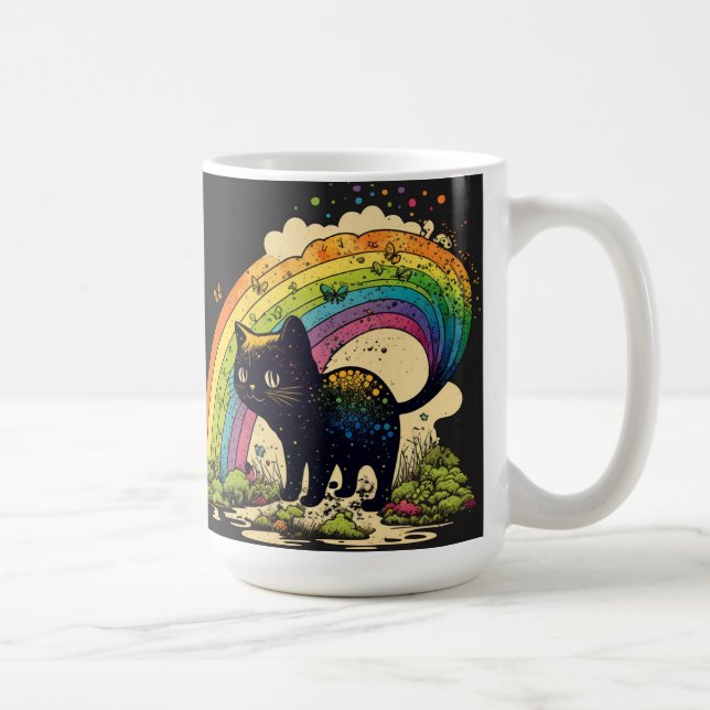 Taza De Café Gato negro arcoiris, lindo lgbtq (Derecha)