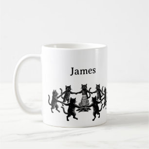 Taza De Café Gato Negro Baile Pegan Nombre Personalizado Goth