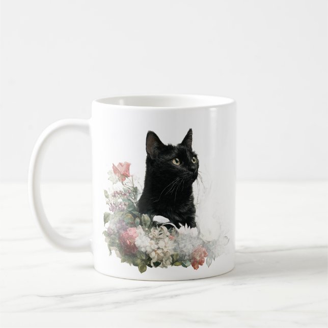 Taza De Café Gato negro caprichoso (Izquierda)