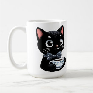 Taza De Café Gato negro con amarre de remolino