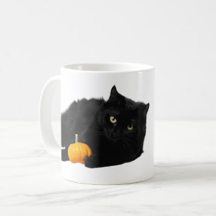 Taza De Café Gato negro con diseño Halloween de calabaza