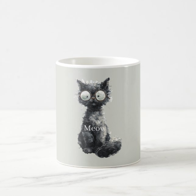 Taza De Café Gato Negro con Gafas (Centro)