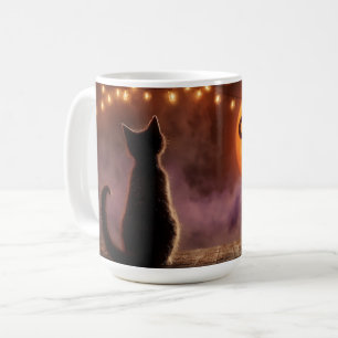 Taza De Café Gato negro con luna de Halloween del "31 de octubr
