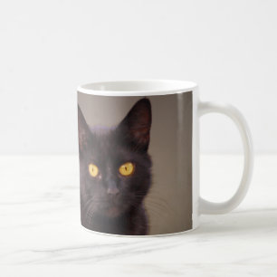 Taza De Café Gato negro con ojos amarillos