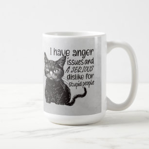 Taza De Café Gato Negro Con Problemas De Ira