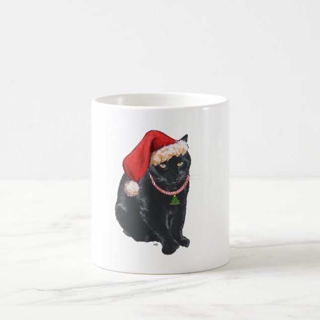 Taza De Café Gato negro con sombrero de Santa (Centro)