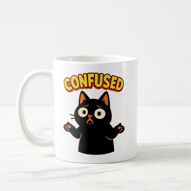 Taza De Café Gato negro confuso (Izquierda)