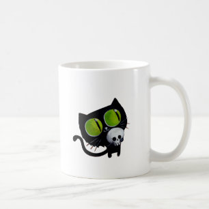 Taza De Café Gato negro de Halloween con el cráneo