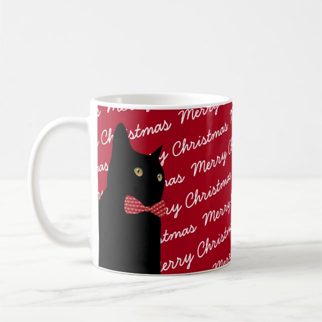 Taza De Café Gato negro de las Felices Navidad (Izquierda)