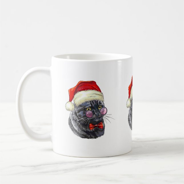 Taza De Café Gato negro de los navidades (Izquierda)