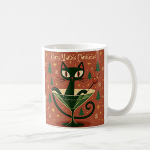 Taza De Café Gato Negro de mediados de siglo Martini Merry Navi