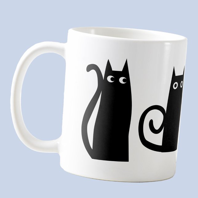 Taza De Café Gato negro divertido (Fun Black Cat coffee mug for animal lovers)