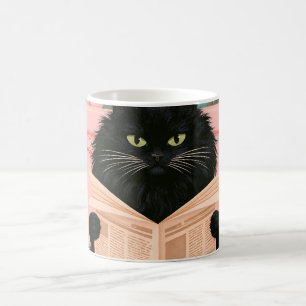 Taza De Café Gato negro divertido en el baño
