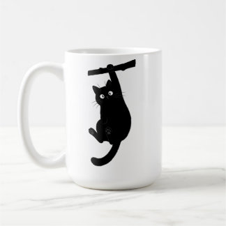 Taza De Café Gato negro divertido en Silueta Aguanta