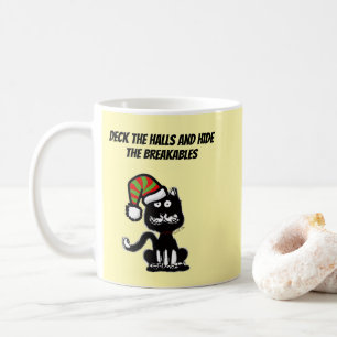 Taza De Café Gato Negro Divertido Humor Navideño Gato Festivo