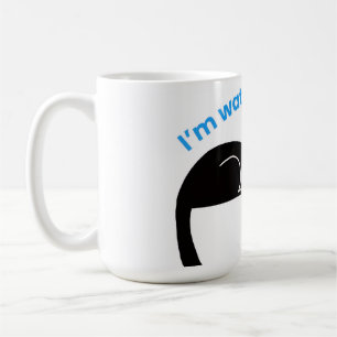 Taza De Café Gato Negro Divertido Ilustración Mínima