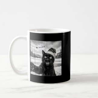 Taza De Café Gato negro divertido selfie con Santa hombres de N