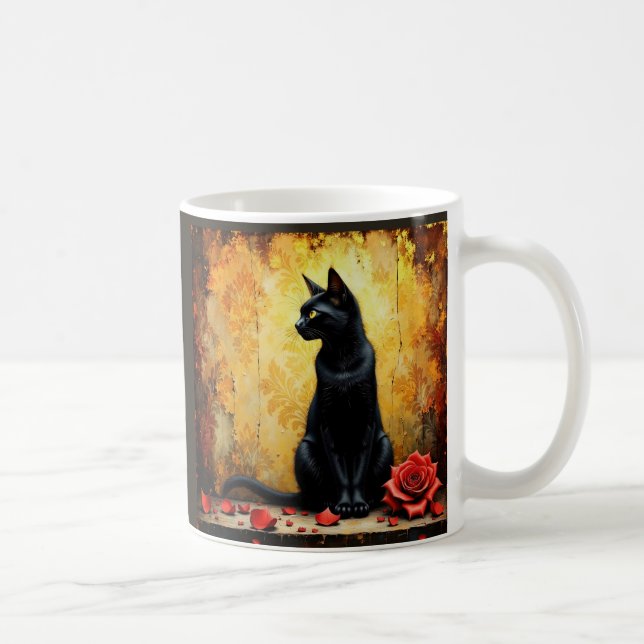 Taza De Café Gato negro elegante (Derecha)