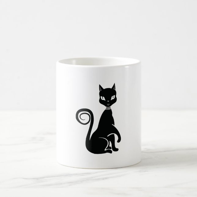Taza De Café Gato negro elegante (Centro)