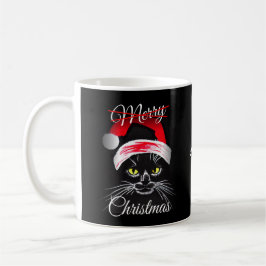 Taza De Café Gato negro furioso de navidad personalizada
