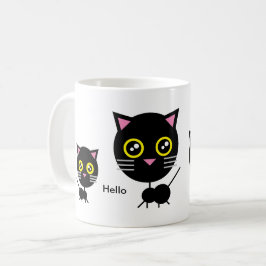 Taza De Café Gato negro geométrico