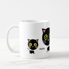 Taza De Café Gato negro geométrico