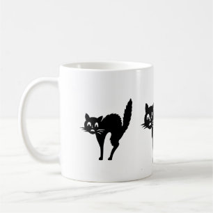 Taza De Café gato negro gracioso con arco para halloween
