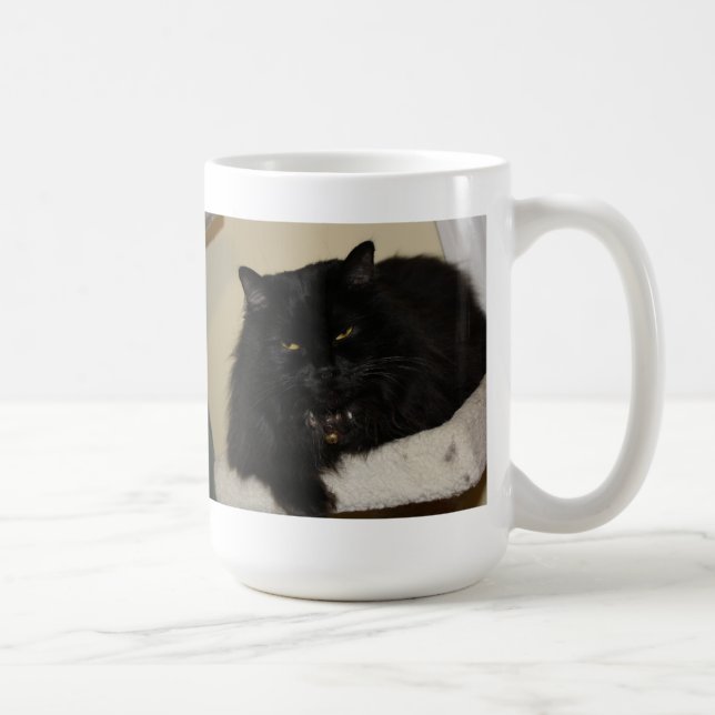 Taza De Café Gato negro hermoso (Derecha)