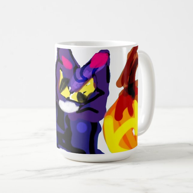 Taza De Café Gato negro jugando a la calabaza (Anverso derecho)