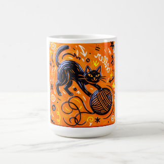 Taza De Café Gato negro juguetón