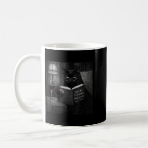 Taza De Café Gato Negro Leyendo Libro Divertido Foto de Gato Re