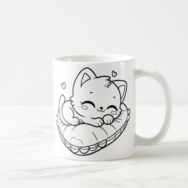 Taza De Café Gato negro lindo (Derecha)