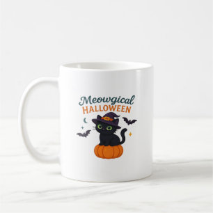 Taza De Café Gato negro lindo con ojos verdes brillantes en cal
